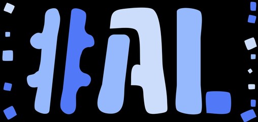 AL Hashtag. Isolate curves doodle letters. Blue colors. Hashtag #AL is abbreviation for the US American state Alabama for social network, web resources, mobile apps.