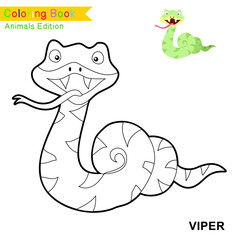 Children coloring page of animal kingdom. Kids art activity page. Funny coloring game. Preschool education developing worksheet. Black and white vector illustration. Motor skills education.
