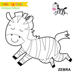 Children coloring page of animal kingdom. Kids art activity page. Funny coloring game. Preschool education developing worksheet. Black and white vector illustration. Motor skills education.