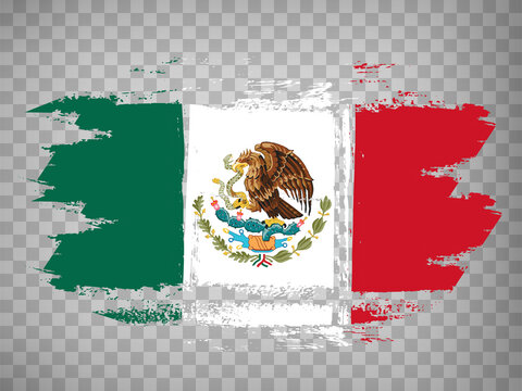 Flag Mexico, brush stroke background.  Flag of United Mexican States on transparent background your web site design, app, UI.  EPS10.