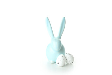 Concept of beautiful Easter eggs isolated on white background