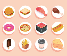 food icons isometric