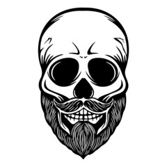 Vintage trendy bald hipster skull