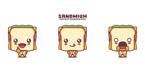 vector sandwich cartoon mascot, with different expressions