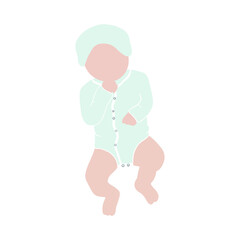 Vector illustration of baby boy. Cute baby boy. First year of child. 