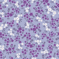 Seamless vintage pattern. Small purple and white flowers . Lilac background. vector texture. fashionable print for textiles, wallpaper and packaging.
