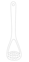 Potato masher outline vector illustration.