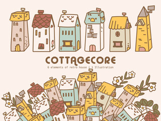 Cottagecore Scandinavian Aesthetic Element Pastel Color Illustration