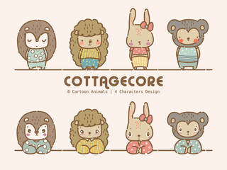 Cottagecore Scandinavian Aesthetic Element Pastel Color Illustration