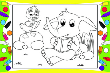 coloring animal cartoon for kids