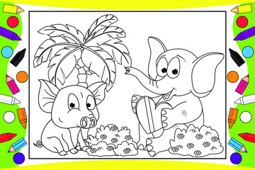 coloring animal cartoon for kids