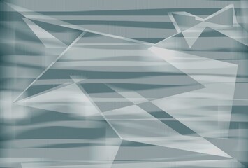 On a gray-green background, an abstract geometric 3D illustration with white chaotic lines.