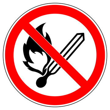 Vsrr90 VectorSignRoundRed Vsrr - Feuer, Offenes Licht Und Rauchen Verboten . Prohibition Sign . Fire, Open Light And Smoking Prohibited . Matchstick . Vector . Transparent . AI 10 / EPS 10 . G11200