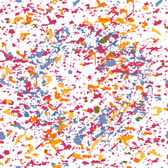 The splash abstract seamless pattern. Colorful spray paint on white background. Hand drawn vector.
