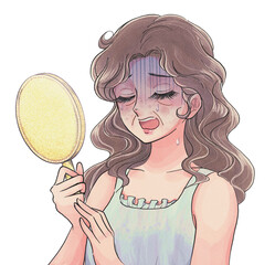 肌の皺が気になるレトロ少女漫画風の女性