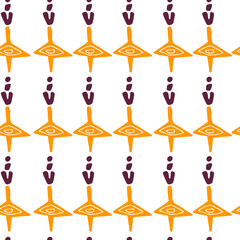 African tribal ornament. Abstract print. Hand drawn seamless pattern. Colorful vector illustration.