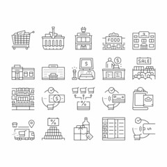 Purchases And Shopping Collection Icons Set Vector .