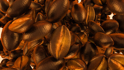 Roasted coffee beans background, Coffee Background. 3d illustration.