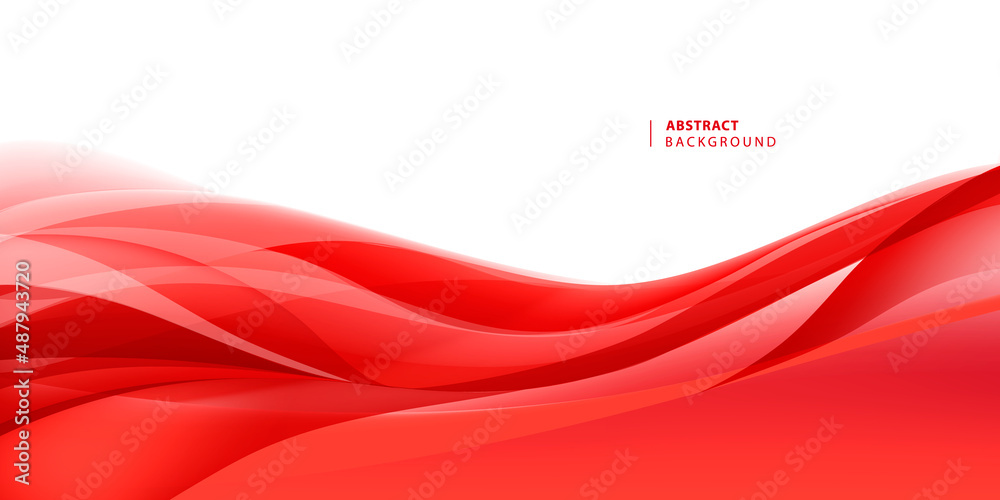 Wall mural vector abstract red wavy background. curve flow motion.
