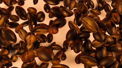 Roasted coffee beans background, Coffee Background. 3d illustration.