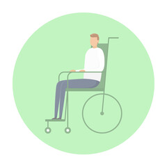 Disabled man in wheelchair. Handicapped person. Vector illustration.