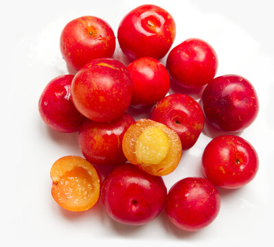 Red Camu Camu fruit  isolated on white background. Camu Camu is a fruit of South American.