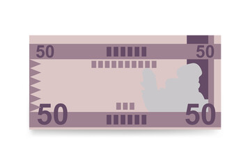 South Sudanese Pound Vector Illustration. South Sudan money set bundle banknotes. Paper money 50 Db. Flat style. Isolated on white background. Simple minimal design.