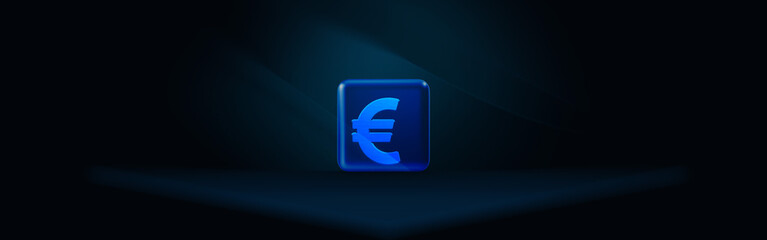 Euro Symbol in a Glass Frame Over A Futuristic Surface