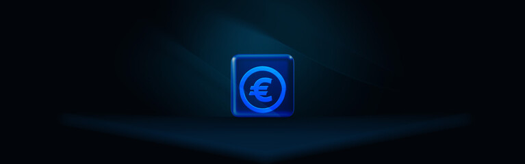 Euro Symbol in a Glass Frame Over A Futuristic Surface