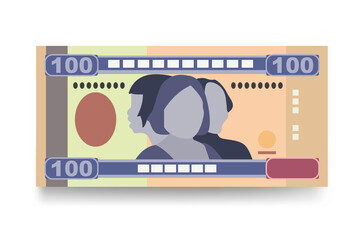Nakfa Vector Illustration. Eritrea money set bundle banknotes. Paper money 100 NFK. Flat style. Isolated on white background. Simple minimal design.