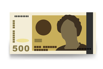 Norwegian Krone Vector Illustration. Norway money set bundle banknotes. Paper money 500 kr. Flat style. Isolated on white background. Simple minimal design.