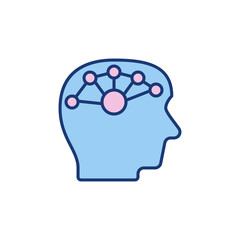 Human Head with Brain Synapse vector concept colorful icon