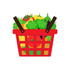 shopping basket with fresh vegetables, healthy lifestyle