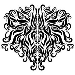 design bear head graceful pattern twisted
vintage rambling and curly lines in black