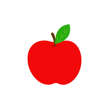 cartoon apple isolated on white, vector illustration