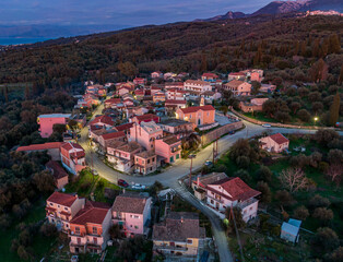 Fototapeta na wymiar Aerial drone view of Xanthates village in corfu greece