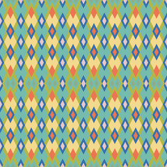 Seamless vector pattern. Abstract geometric colorful background of rhombuses. For use on wallpaper, fabric, packaging and more.