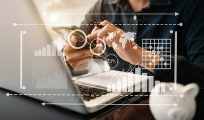 Financial report data of business operations balance sheet and income statement