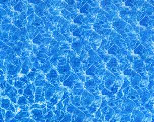 Fototapeta na wymiar textured water in the blue swimming pool