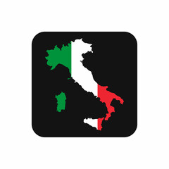 Italy map silhouette with flag on black background