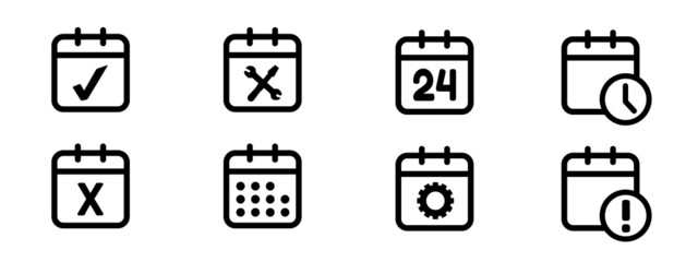 Calendar Schedule Business Icon Set - Vector Illustrations Isolated On White Background