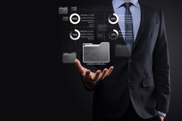 Business developer hand using board framework on virtual modern computer showing innovation Agile software development lean project management tool fast changes concept.Document Management System DMS