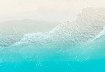 Keuken spatwand met foto The turquoise wave water background of summer beach at the seashore sand beach -Summer pattern image © SASITHORN