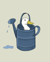 bucket with a snowman duck 