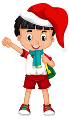 Cute boy in Christmas costume cartoon character