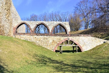 Zamek Będziński, średniowieczna, warownia, obronna, wzniesiona, w połowie, XIV wieku, na, szlaku, Orlich Gniazd, Małopolsce - obrazy, fototapety, plakaty