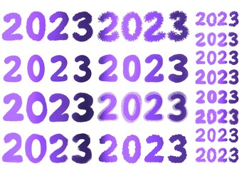 Set with 2023 numbers for stickers and cards and cards for postcard and magazines and hobbies and new year