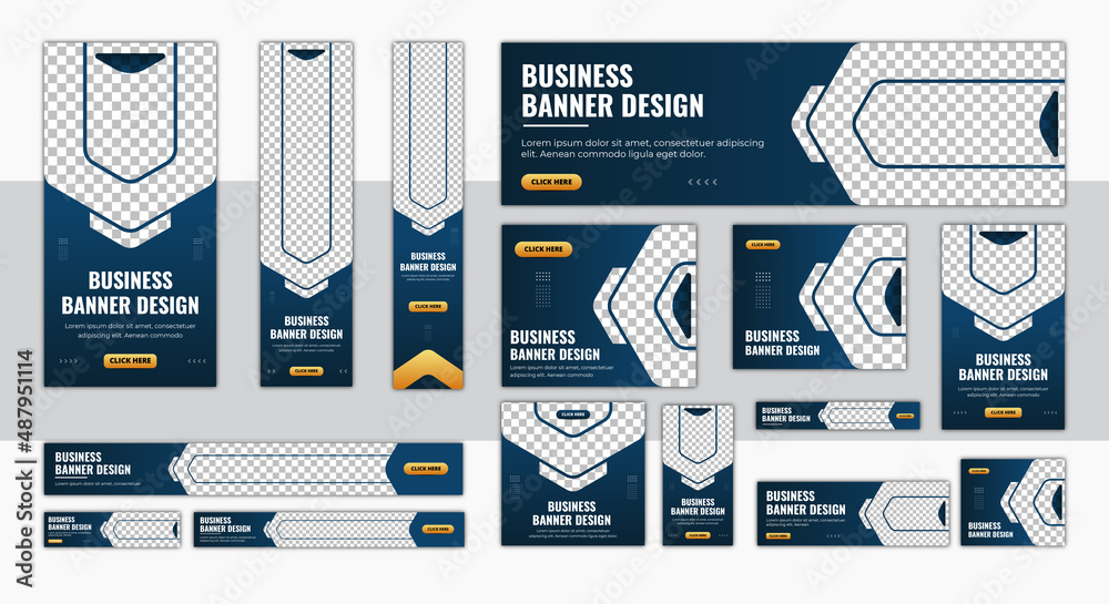Wall mural abstract banner design web template set, horizontal header web banner. modern cover header backgroun