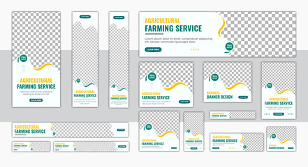 Agro web banner design template Set, Horizontal header web banner. Modern Gradient green cover header background for website design, Social Media Cover ads banner, flyer