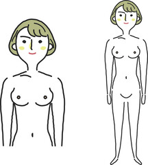 裸婦　全身図　上半身図　セット　イラスト素材